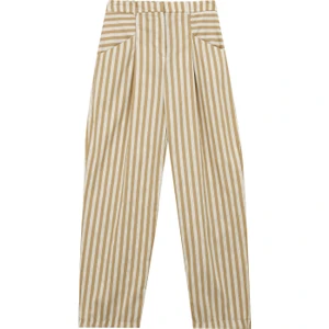 Lastikli Bel Bol Kesim Beyaz - Bej Kadın Pantolon F4Sl-Pnt0822