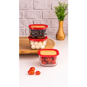 Trios - 3'lü Sızdırmaz Kapaklı Kahvaltılık Küçük Kırmızı