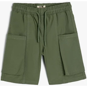 Erkek Çocuk Kargo Şort Beli Bağlamalı Yanları Cepli