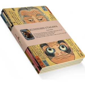 Kuniyoshi Utagawa 4'lü Defter Seti - Faces Series - Çizgisiz - 64 Sayfa - 14X21CM