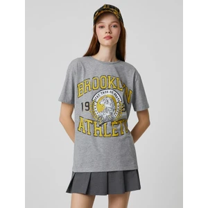 Brooklyn Baskılı Tişört Kısa Kollu Bisiklet Yaka