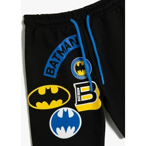 Erkek Çocuk Şort Batman Baskılı Lisanslı Pamuklu Beli Bağlamalı