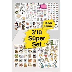 Süper Sevimli 150 Adet Kedi Sticker Set-Planner Ajanda Bullet Journal Için Uygun Set
