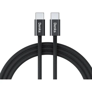 Type-C To Type-C Pd Şarj Kablo Benks D46 Örgülü Şarj ve Data Kablosu 60W 1 Metre 3.0 Siyah