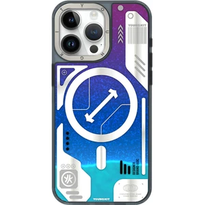 iPhone 15 Pro Max Uyumlu Kılıf Sıvı Akışkanlı Magsafe Özellikli Youngkit Galaxy Serisi Kapak Mavi