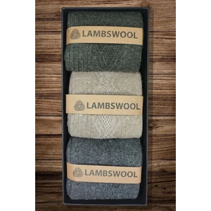 Kral Socks Thermal Etkili Ince Örgülü Kışlık Çorap, Lambswool Yünlü (Kuzu Yünlü) 3 Çift