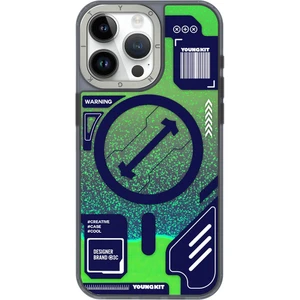 iPhone 15 Pro Max Uyumlu Kılıf Sıvı Akışkanlı Magsafe Özellikli Youngkit Galaxy Serisi Kapak Yeşil