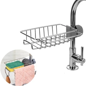 Güncel Çarşı Mutfak ve Banyo Musluk Demir Organizer Raf, Sünger Tutucu, Mutfak Sabunluğu, Kolay Montaj Sıkıştırmalı, Mutfak, Tuvalet, Sabun, Sünger, Bez Için