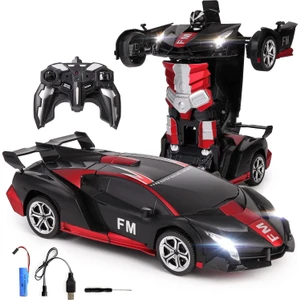Uzaktan Kumanda Araba Robot Dönüşümü 2.4ghz 1:18 Şarj Edilebilir Rc Araba Oyuncakları Çocuklar Için Tek Düğme Deformasyon 360 Derece Dönen Sürüklenen Erkekler ve Kızlar Için Noel (Yurt Dışından)