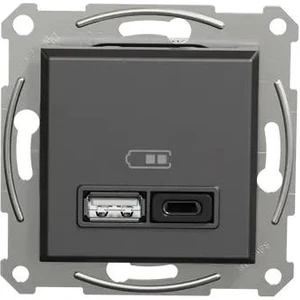 Asfora Plus Antrasit USB Şarj Prizi 3A Type A+C Çerçevesiz - EPH2700471