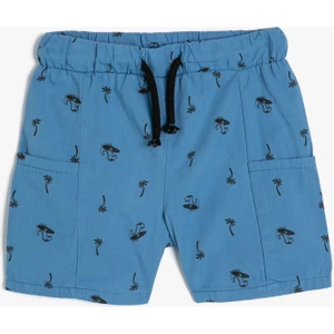 Chino Şort Cepli Dinozor Baskılı Pamuklu