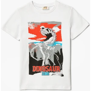 Dinozorlu Tişört Kısa Kollu Bisiklet Yaka