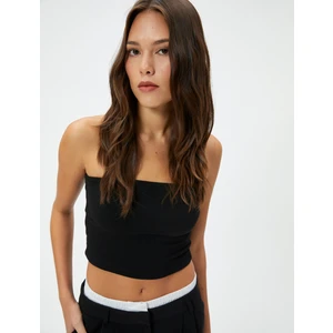 Crop Straplez Üst Viskon Karışımlı