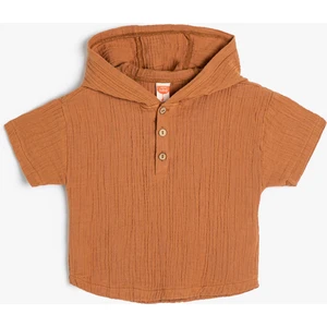 Kapşonlu Gömlek Kısa Kollu Pamuklu