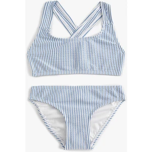 Çizgili Bikini Takımı Çapraz Askılı