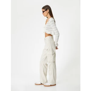 Kargo Kot Pantolon Düz Bol Paça Standart Bel - Eve Straight Jeans
