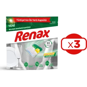 Renax Bulaşık Makinesi Kapsülü Hepsi Bir Arada 22'li x 3 Adet