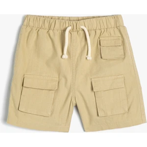 Şort Kapaklı Cepli Beli Bağlamalı Pamuklu