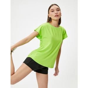 Basic Spor Tişört Rahat Kalıp Kısa Kollu Bisiklet Yaka