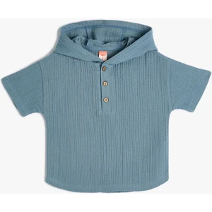 Kapşonlu Gömlek Kısa Kollu Pamuklu