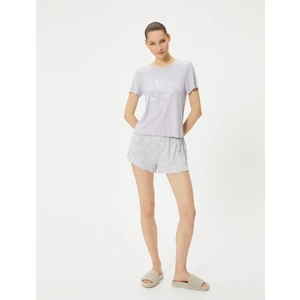 Şortlu Pijama Takımı Bisiklet Yaka Viskon