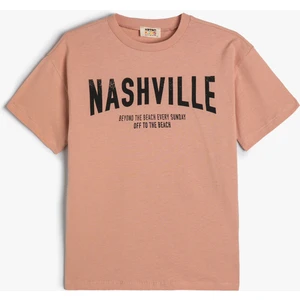 Tişört Slogan Baskılı Kısa Kollu Bisiklet Yaka Pamuklu