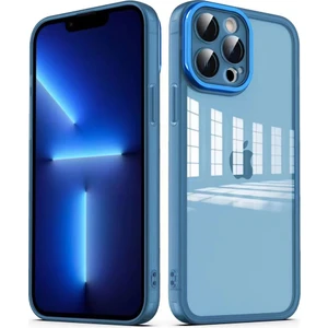 Apple iPhone 12 Pro Max - Uyumlu Kamera Korumalı Transparan Post Kapak-Mavi