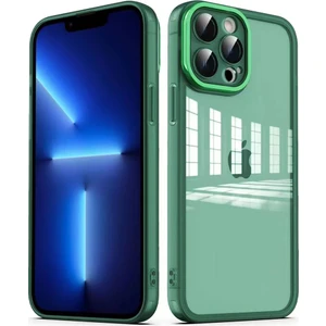 Apple iPhone 13 Pro Max - Uyumlu Kamera Korumalı Transparan Post Kapak-Koyu Yeşil