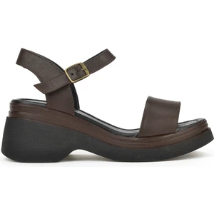 Kadın Deri Topuklu Sandalet 141992Z68002 Kahve