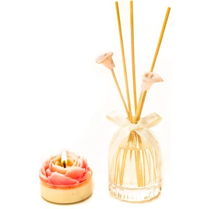 100 ml Kristal Cam Şişe Ice Flowers Oda Kokusu ve Kokulu El Yapımı Mum Seti