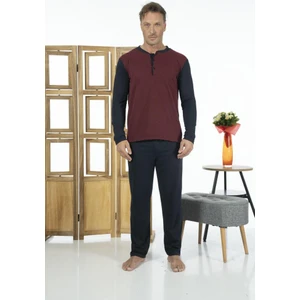 Erkek Üstten Düğmeli Uzun Kollu Yazlık Penye Pijama Takımı