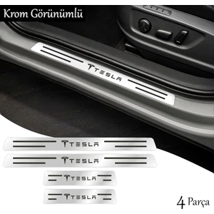 Tesla Uyumlu  4 Kapı Için Krom Görünüm Kapı Eşiği Sticker Oto Aksesuar Pleksi