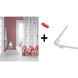 Banyo Perdesi 7017 1X180X200, Perde Borusu Askı Aparatı Köşe Boru Beyaz Hediyeli, Duş Perdesi Seti