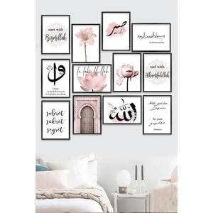 12 Parça Çerçeve Görünümlü Mdf Tablo Seti