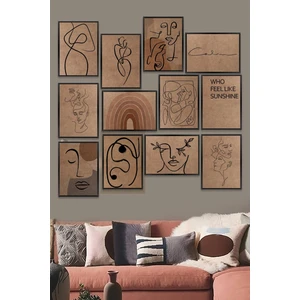 12 Parça Çerçeve Görünümlü Ham Mdf Tablo Seti