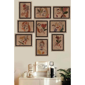 9 Parça Çerçeve Görünümlü Ham Mdf Tablo Seti