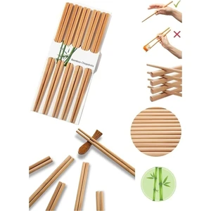 Hediyene Bak Chopstick 5 Çift Yıkanabilir Çin Kore Uzakdoğu Bambu Yemek Çubuğu