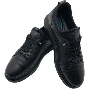 Çiğdem Kundura  Deri Siyah  Topuk Jelli Ayakkabı (6) - Full-Siyah - 45