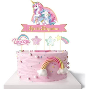Unicorn Temalı Pasta Süsü Kürdan 5 Li