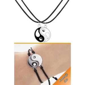 Trend Collection Yin Yang Model Ayarlanabilir Arkadaşlık ve Sevgili Kolye ve Bileklik Seti