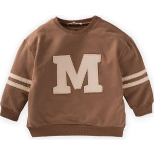 Aplikeli Sweatshirt Koyu Kahve