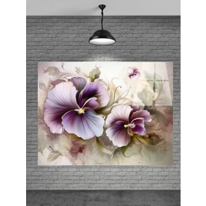 Meta Cam 3D Beyaz Çiçekler Cam Tablo