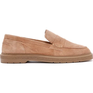 Kadın Pudra Süet Deri Maskülen Loafer