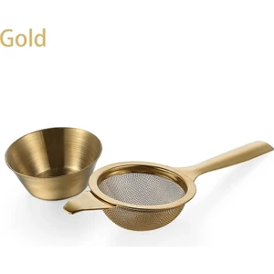 Yaci Shop Altın Tarzı 1 Takım Paslanmaz Çelik Hasır Çay Demlik Metal Bardak Süzgeç Süzgeç Gevşek Yaprak Saplı Filtre Mutfak Aracı Demlik Demlik (Yurt Dışından)