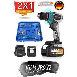 Kömürsüz 90 Nm 10MM Akülü Vidalama Matkap 1800 Rpm V598 5AH Darbeli Akülü Vidalama