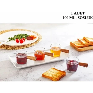 Mesapa Home Bambu Saplı Mini Sosluk, Reçellik, Sütlük, Kahve Yanı Ikram Tabağı Kristal Sunumluk Ikramlık