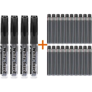 20 Adet Siyah Kartuş + 4 Adet Siyah Tüplü Byb Kartuşlu Beyaz Tahta Kalemi