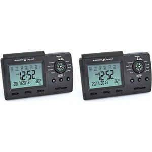 2x Otomatik Dijital Saat Islam Ezan Müslüman Namaz Alarmı Ezan Saati Masaüstü Masa Saati Ev Dekorasyonu Siyah (Yurt Dışından)