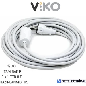 Tekli Topraklı Seyyar Uzatma Kablosu 10 Metre (Tam Bakır 3 x 1 Ttr Kablo)