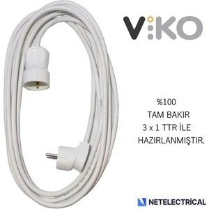 Tekli Topraklı Seyyar Uzatma Kablosu 3 Metre (Tam Bakır 3 x 1 Ttr Kablo)